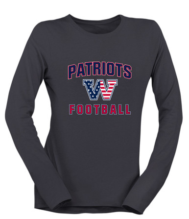 Washington Patriots W Script Football #1 Women's Premium LS T-Shirt