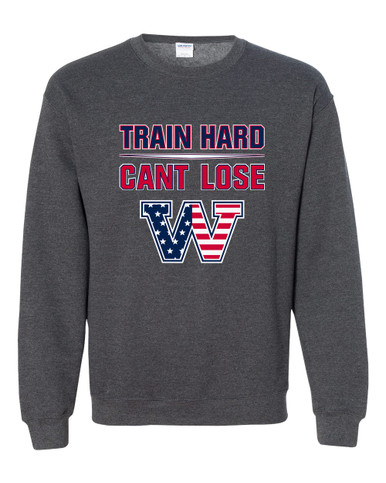 Washington Patriots W Script Train Hard, Can't Lose Men's Sweatshirt