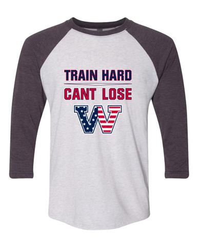 Washington Patriots W Script Train Hard, Can't Lose Men's Baseball T-Shirt