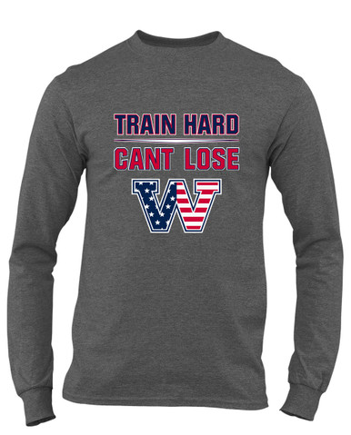 Washington Patriots W Script Train Hard, Can't Lose Men's LS T-Shirt