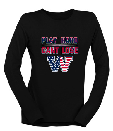 Washington Patriots W Script Play Hard, Can't Lose Women's Premium LS T-Shirt
