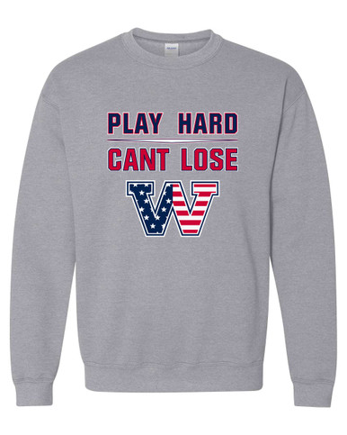 Washington Patriots W Script Play Hard, Can't Lose Men's Sweatshirt