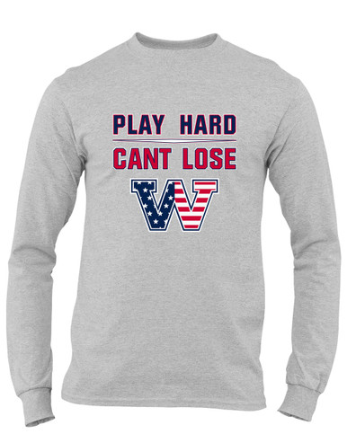 Washington Patriots W Script Play Hard, Can't Lose Men's LS T-Shirt