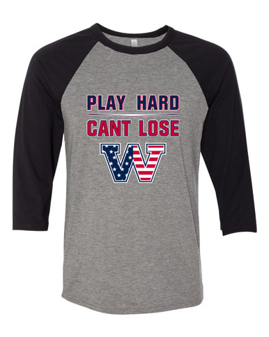 Washington Patriots W Script Play Hard, Can't Lose Men's Baseball T-Shirt