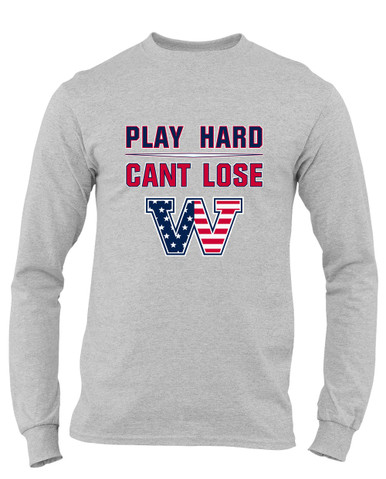 Washington Patriots W Script Play Hard, Can't Lose Men's Premium LS T-Shirt
