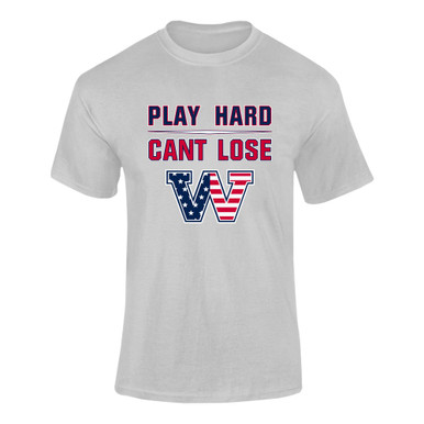Washington Patriots W Script Play Hard, Can't Lose Men's SS T-Shirt