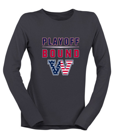 Washington Patriots W Script Playoff Bound Women's Premium LS T-Shirt