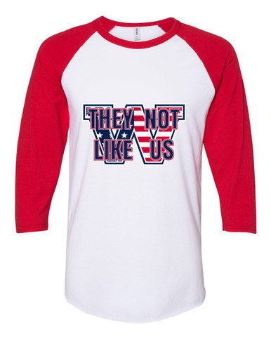 Washington Patriots W Script They Not Like Us #2 Men's Baseball T-Shirt