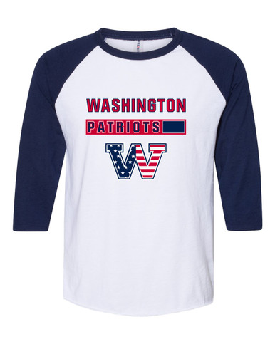 Washington Patriots W Script Mascot #7 Women's Baseball T-Shirt