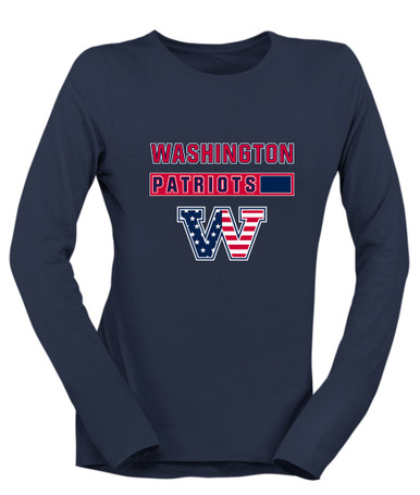 Washington Patriots W Script Mascot #7 Women's LS T-Shirt