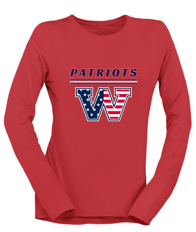 Washington Patriots W Script Mascot #8 Women's LS T-Shirt