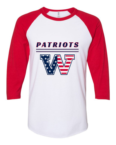 Washington Patriots W Script Mascot #8 Women's Baseball T-Shirt