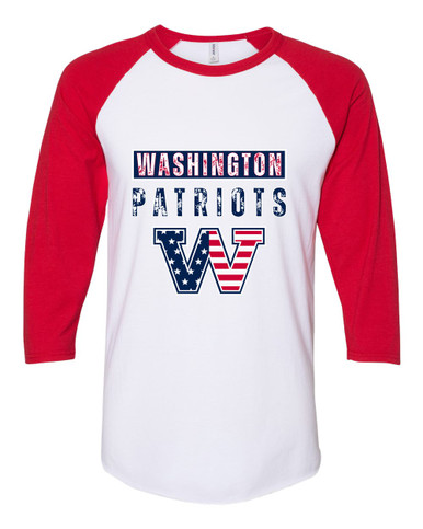 Washington Patriots W Script Mascot #9 Women's Baseball T-Shirt