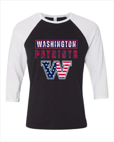 Washington Patriots W Script Mascot #9 Men's Baseball T-Shirt