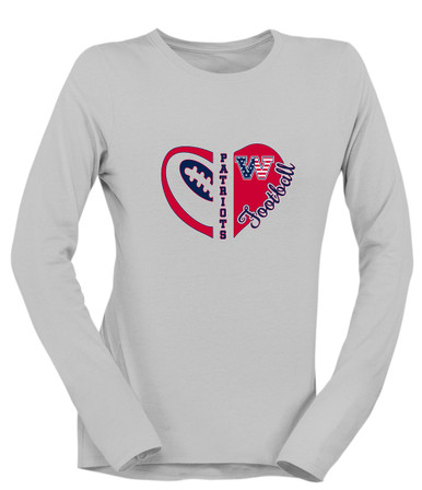 Washington Patriots W Script Heart Football Women's LS T-Shirt