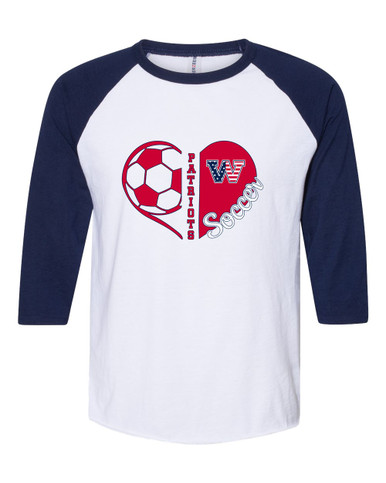 Washington Patriots W Script Heart Soccer Women's Baseball T-Shirt