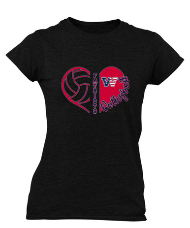 Washington Patriots W Script Heart Volleyball Women's SS T-Shirt