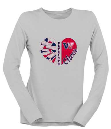 Washington Patriots W Script Heart Cheer Women's LS T-Shirt