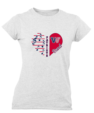 Washington Patriots W Script Heart Band Women's SS T-Shirt