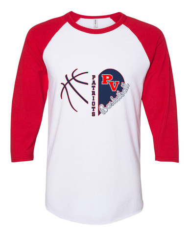 Park View Patriots Heart Basketball Women's Baseball T-Shirt