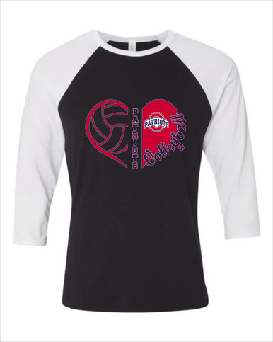 Oakland Patriots Heart Volleyball Women's Baseball T-Shirt