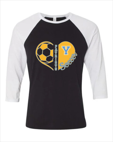 Yorktown Patriots Heart Soccer Women's Baseball T-Shirt