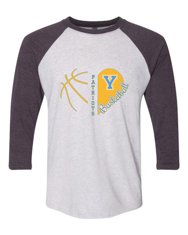 Yorktown Patriots Heart Basketball Women's Baseball T-Shirt