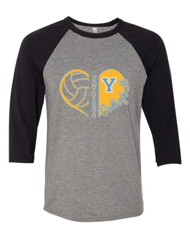 Yorktown Patriots Heart Volleyball Women's Baseball T-Shirt
