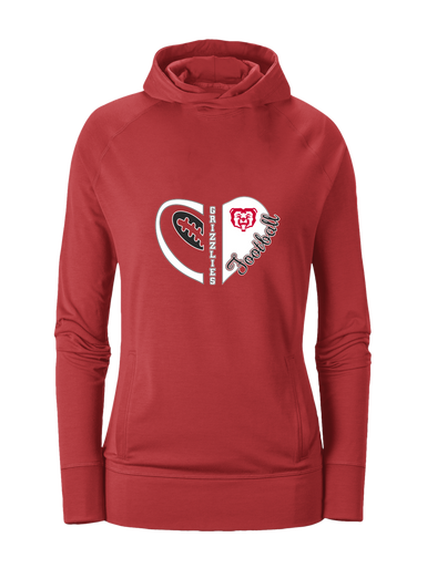 McMinnville Grizzlies Heart Football Women's Hoodie