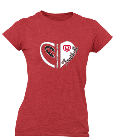 McMinnville Grizzlies Heart Football Women's SS T-Shirt