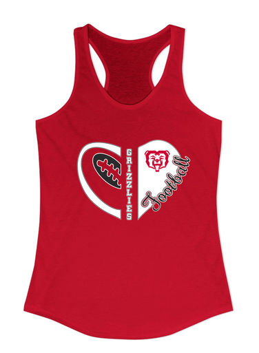 McMinnville Grizzlies Heart Football Women's Tank Top