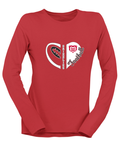 McMinnville Grizzlies Heart Football Women's Premium LS T-Shirt
