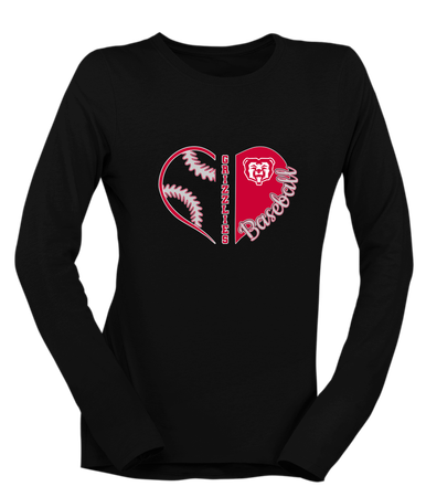 McMinnville Grizzlies Heart Baseball Women's LS T-Shirt