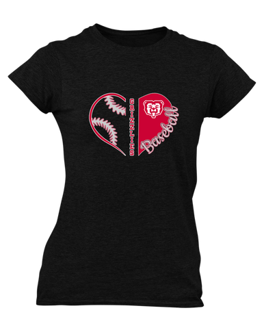 McMinnville Grizzlies Heart Baseball Women's SS T-Shirt