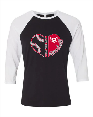 McMinnville Grizzlies Heart Baseball Women's Baseball T-Shirt