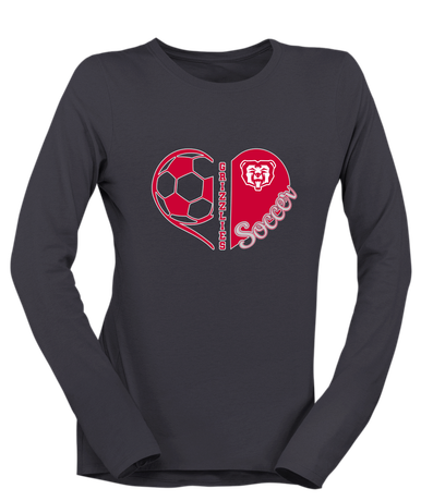 McMinnville Grizzlies Heart Soccer Women's LS T-Shirt