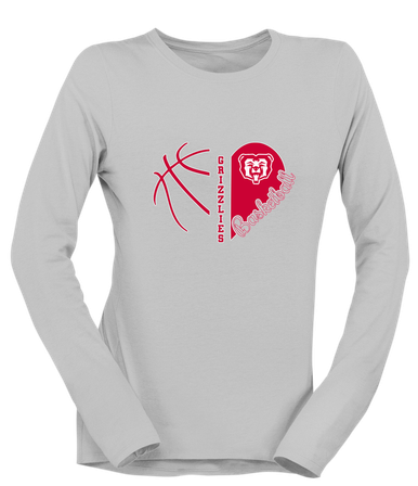 McMinnville Grizzlies Heart Basketball Women's LS T-Shirt