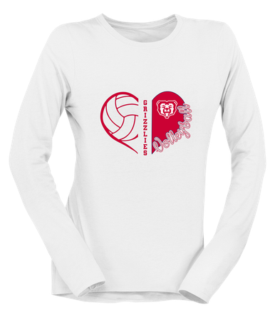 McMinnville Grizzlies Heart Volleyball Women's LS T-Shirt