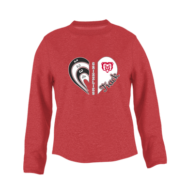 McMinnville Grizzlies Heart Track Women's Sweatshirt