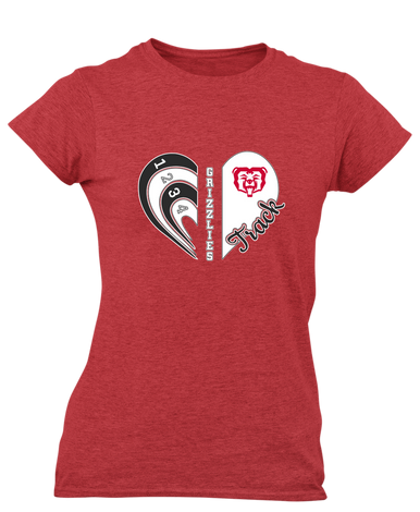 McMinnville Grizzlies Heart Track Women's Premium SS T-Shirt
