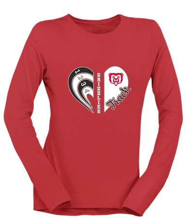 McMinnville Grizzlies Heart Track Women's Premium LS T-Shirt