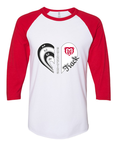 McMinnville Grizzlies Heart Track Women's Baseball T-Shirt