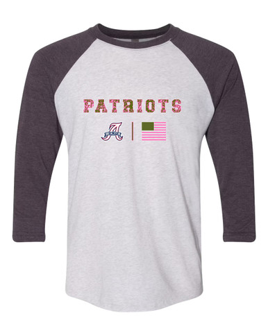 Albemarle Patriots Pink Camo Flag Women's Baseball T-Shirt