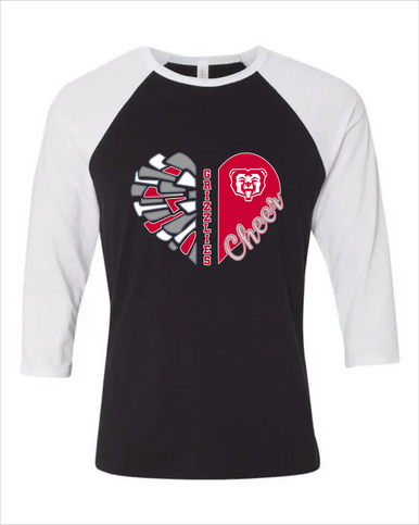 McMinnville Grizzlies Heart Cheer Women's Baseball T-Shirt