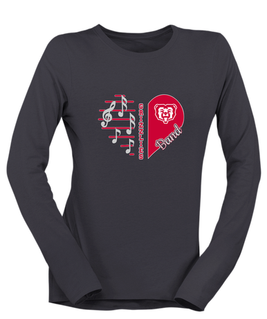 McMinnville Grizzlies Heart Band Women's LS T-Shirt