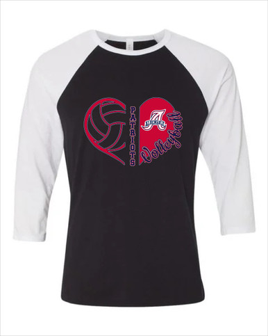 Albemarle Patriots Heart Volleyball Women's Baseball T-Shirt