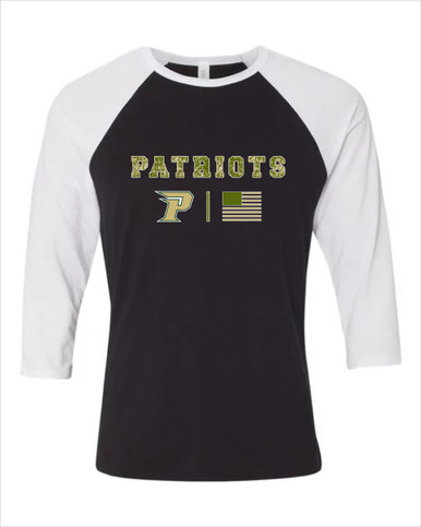 Pinecrest Patriots Camo Flag Women's Baseball T-Shirt
