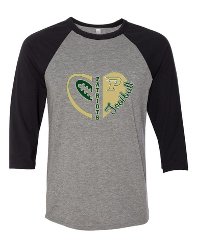 Pinecrest Patriots Heart Football Women's Baseball T-Shirt