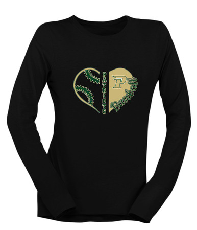 Pinecrest Patriots Heart Baseball Women's LS T-Shirt