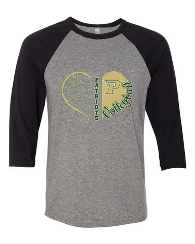 Pinecrest Patriots Heart Volleyball Women's Baseball T-Shirt